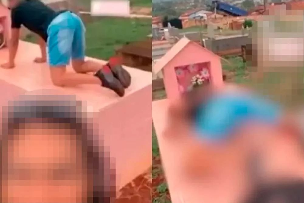 Dupla filmada dançando funk sobre túmulo em Barro Alto faz acordo na Justiça