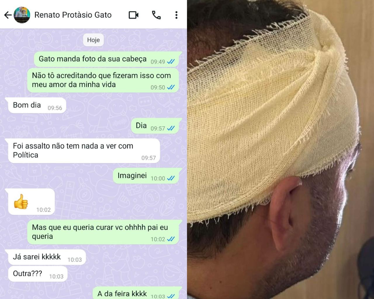“Foi assalto, não tem nada a ver com política”, afirma Renato Protasio em conversa pelo WhatsApp 